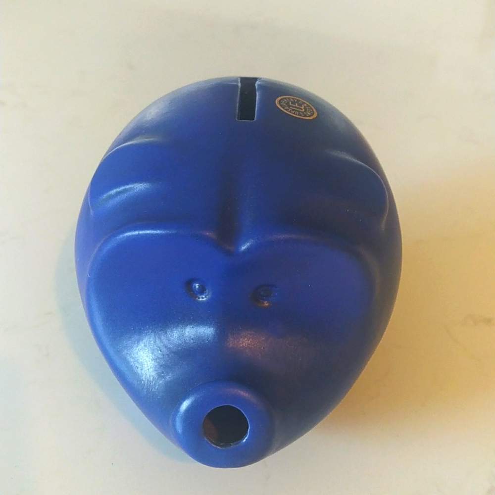 Vintage, Rare Upsala Ekeby Blue Piggy Bank from Sweden